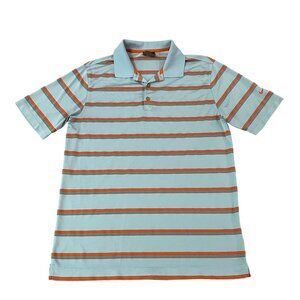 Nike Golf Dri-Fit Mens Polo Shirt Striped Blue & Orange Size Medium Preppy